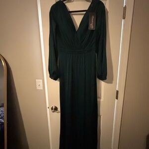 Elegant Deep Green Long Sleeve Dress